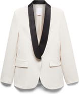 MANGO Contrast Shawl Collar Structured Blazer