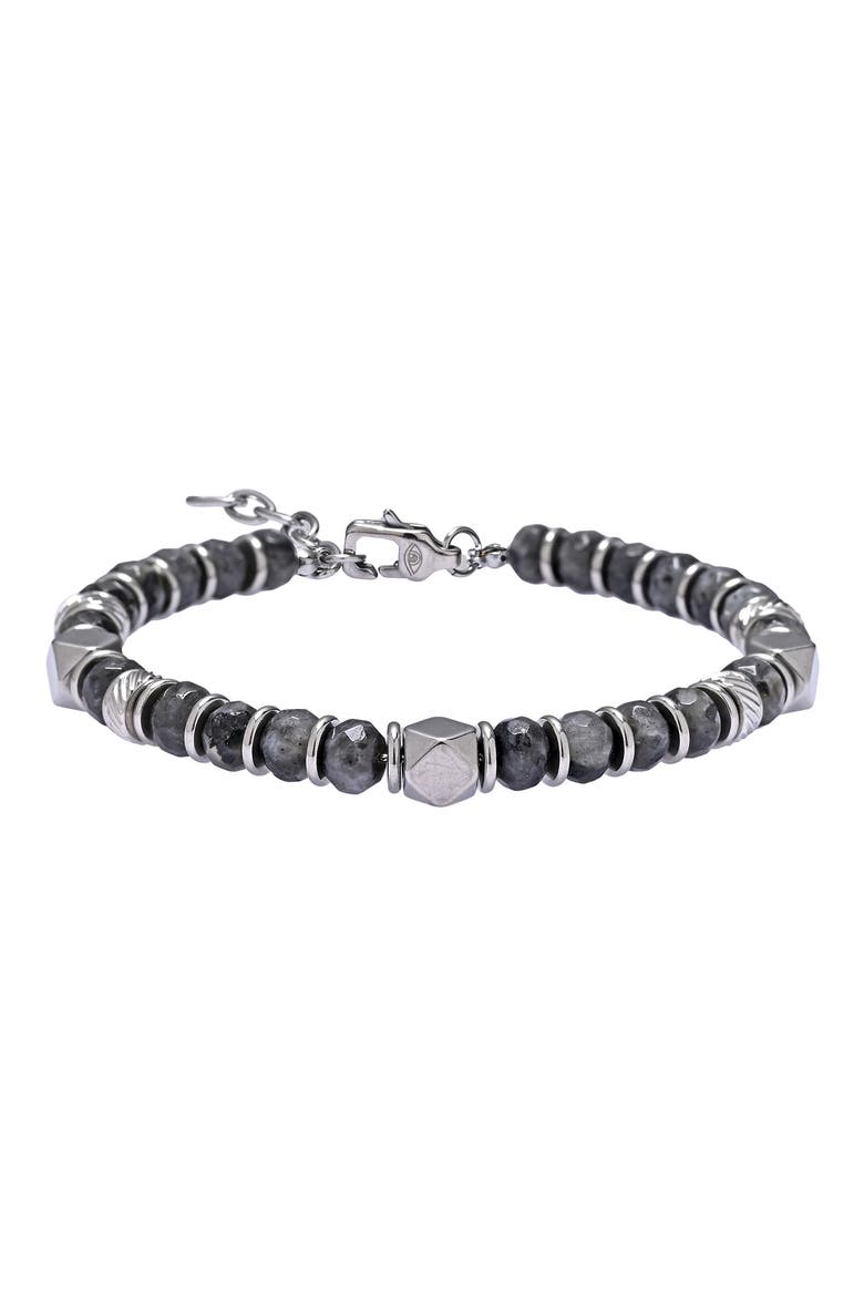 Men's Asher Labradorite Beaded Bracelet, Main, color, SILVER