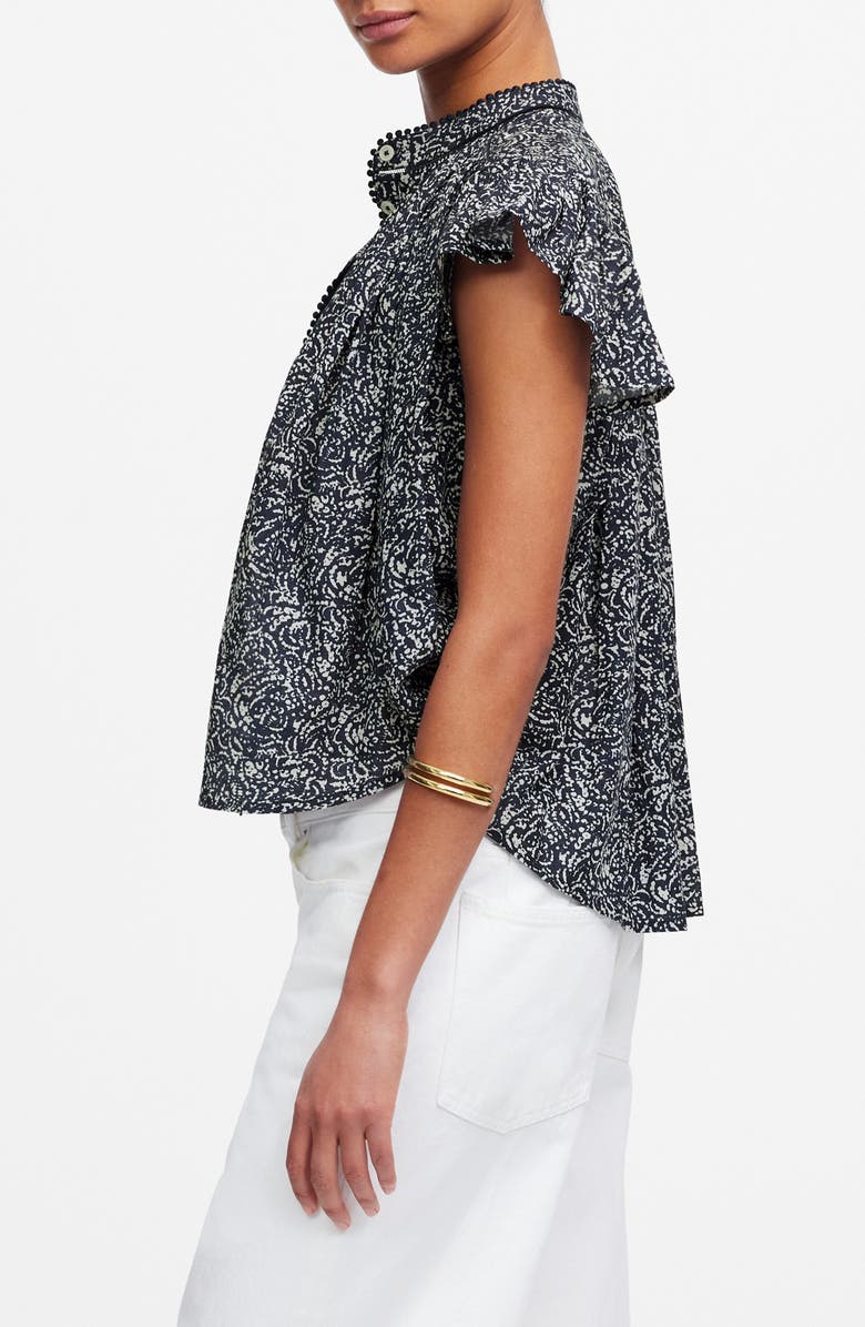 Madewell Floral Shirred Lace Trim Top, Alternate, color, 
