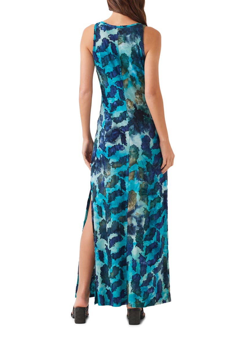 Tie Dye Burnout Side Slit Maxi Dress, Alternate, color, TEAL