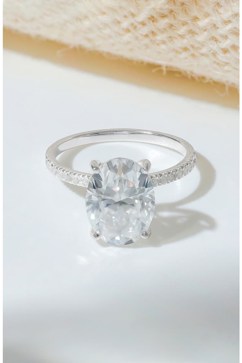 Oval Moissanite Pavé Ring, Alternate, color, WHITE