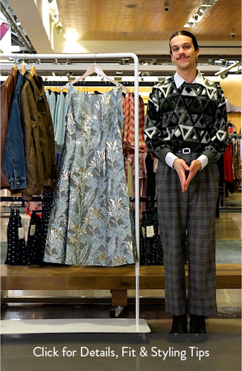 Metallic Leaf Jacquard Fit & Flare Cocktail Dress, sales video thumbnail