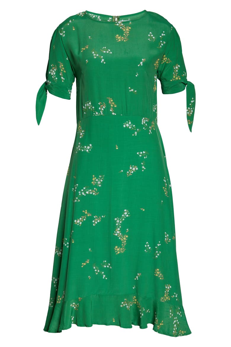 Emilia Floral Midi Dress, Alternate, color, MYRTILLE FLORAL PRINT - GREEN