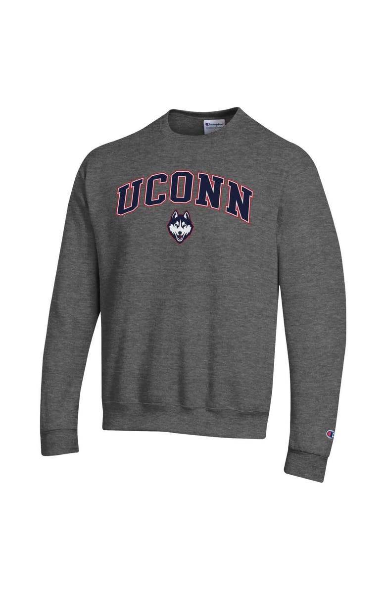 Champion Men's Champion Heather Charcoal UConn Huskies Arch Over Logo Pullover Sweatshirt, Alternate, color, Heather Charcoal