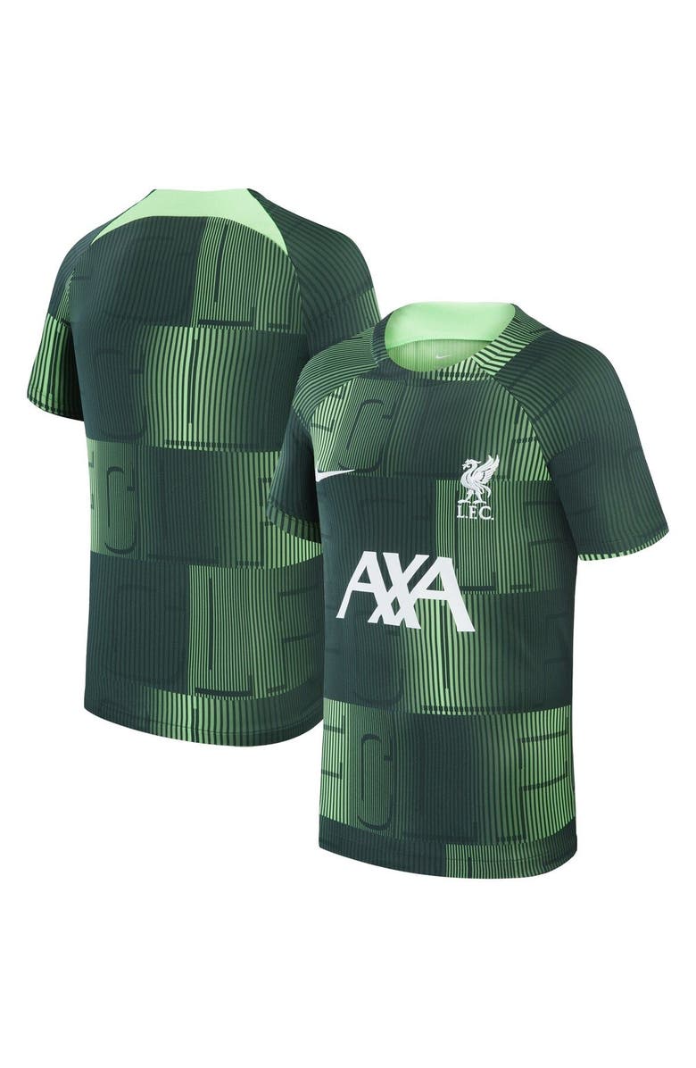 Nike Youth Nike Green Liverpool 2023/24 Away Pre-Match Performance Top, Main, color, 