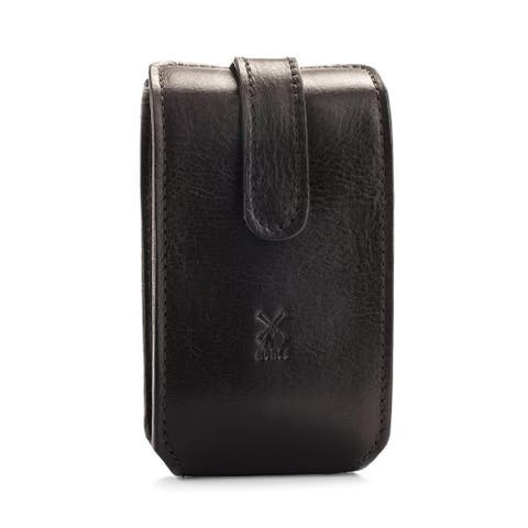 Black Leather Travel Razor & Shaving Brush Case