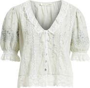 LoveShackFancy Maurelle Lace Trim Cotton Top