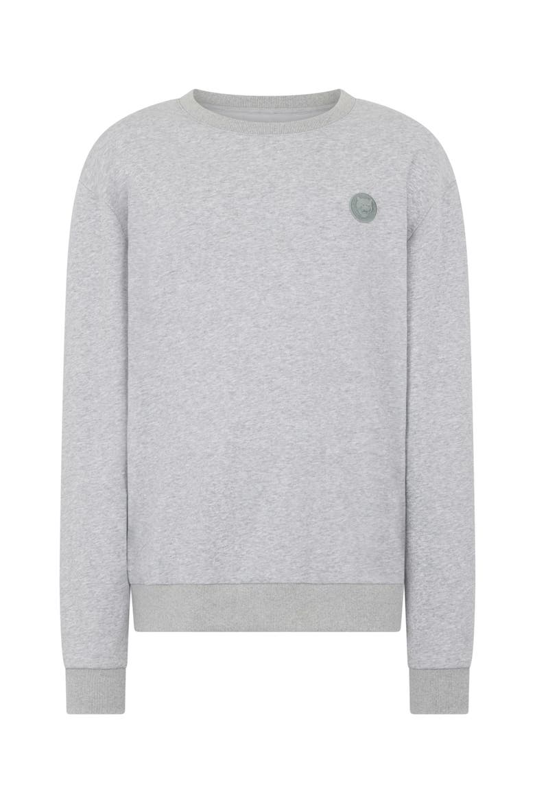 Fleece Round Neck Sweatshirt 3D Tiger Men, Main, color, grey