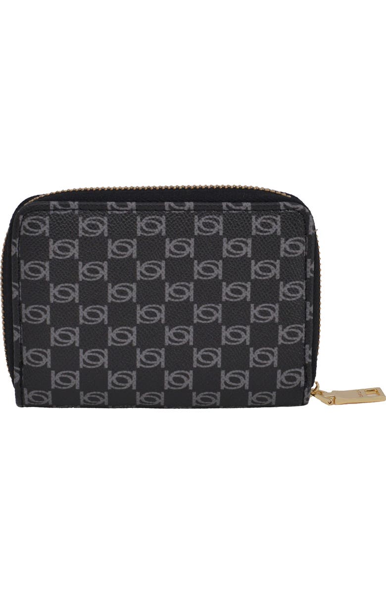 bebe Adela Small Monogram Satchel with Wallet, Alternate, color, Black