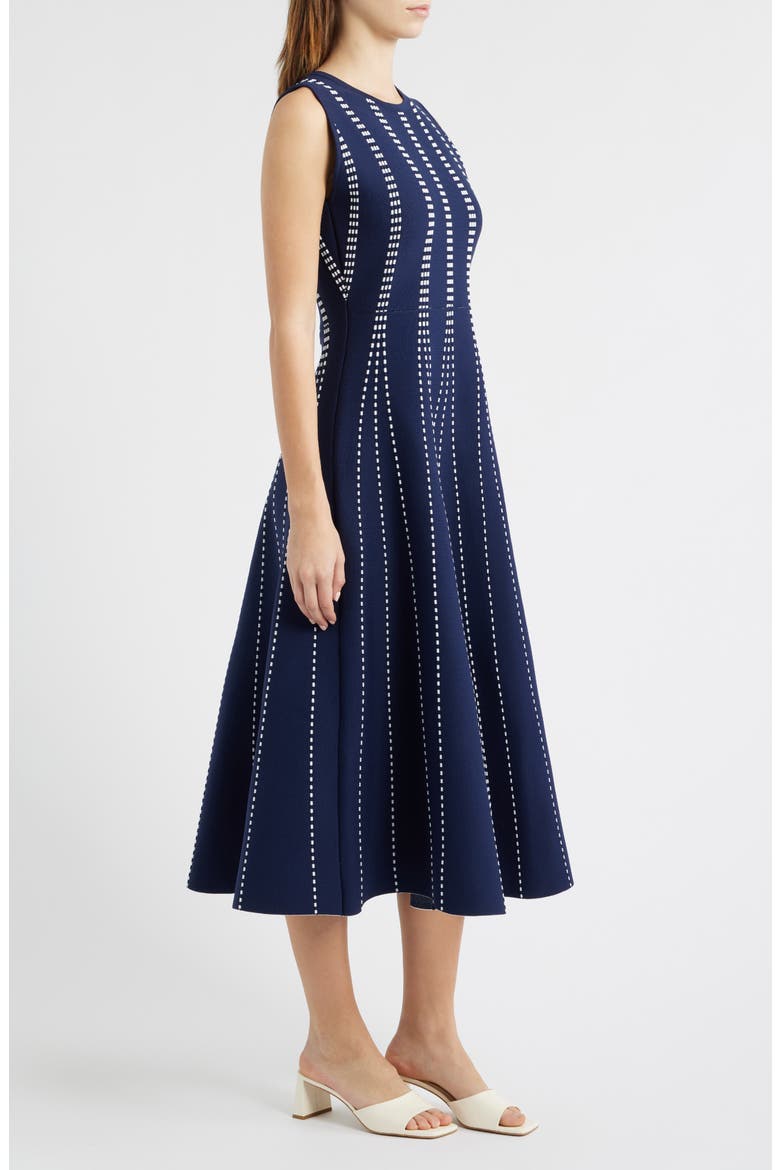 Contrast Piping Sleeveless Midi Sweater Dress, Alternate, color, NAVY/ WHITE