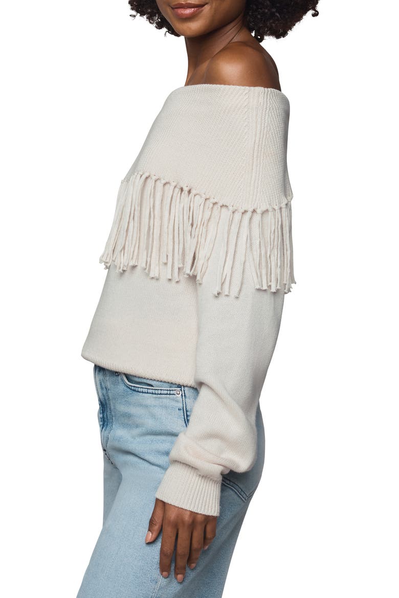 Simone Fringe Off the Shoulder Sweater, Alternate, color, PALE OAK