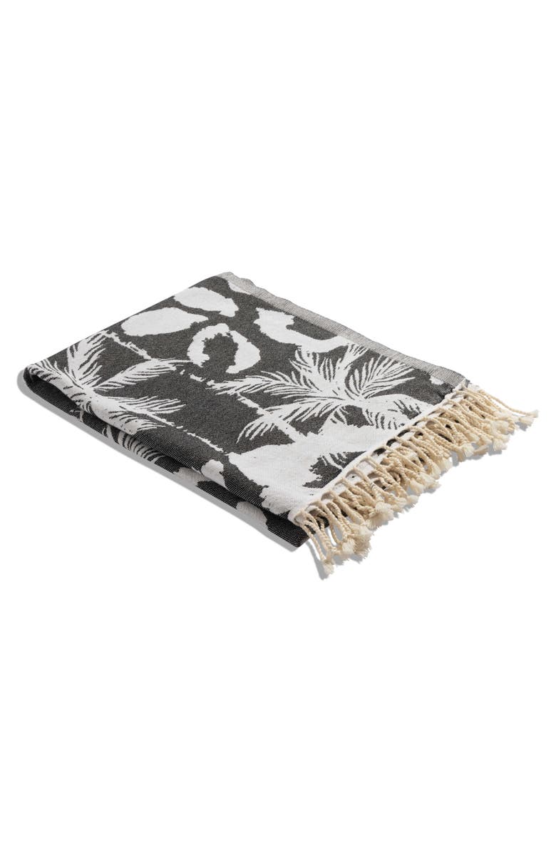 InfuseZen Leopard Palm Organic Turkish Towel, Alternate, color, Black