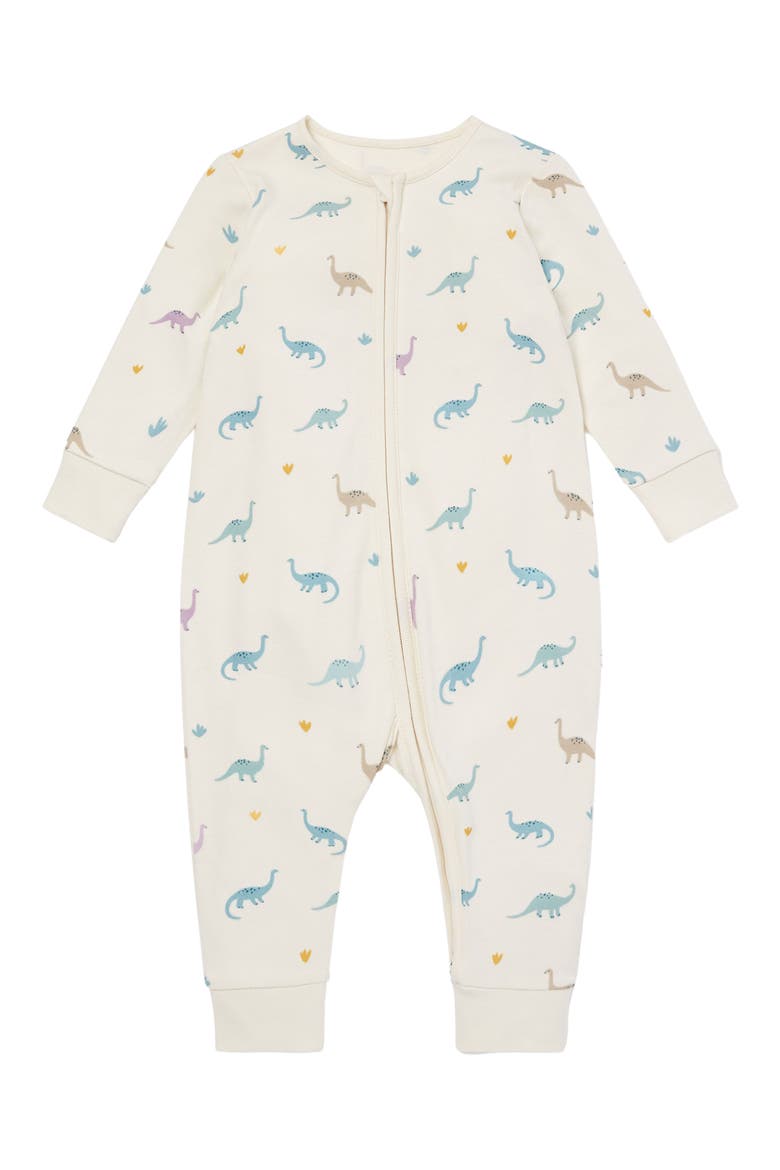 Stripe Fitted One-Piece Pajamas, Main, color, DINO PRINT