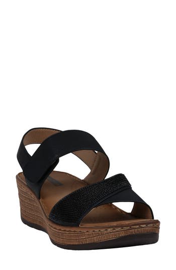 Gc Shoes Luxe Comfort Wedge Sandal In Black