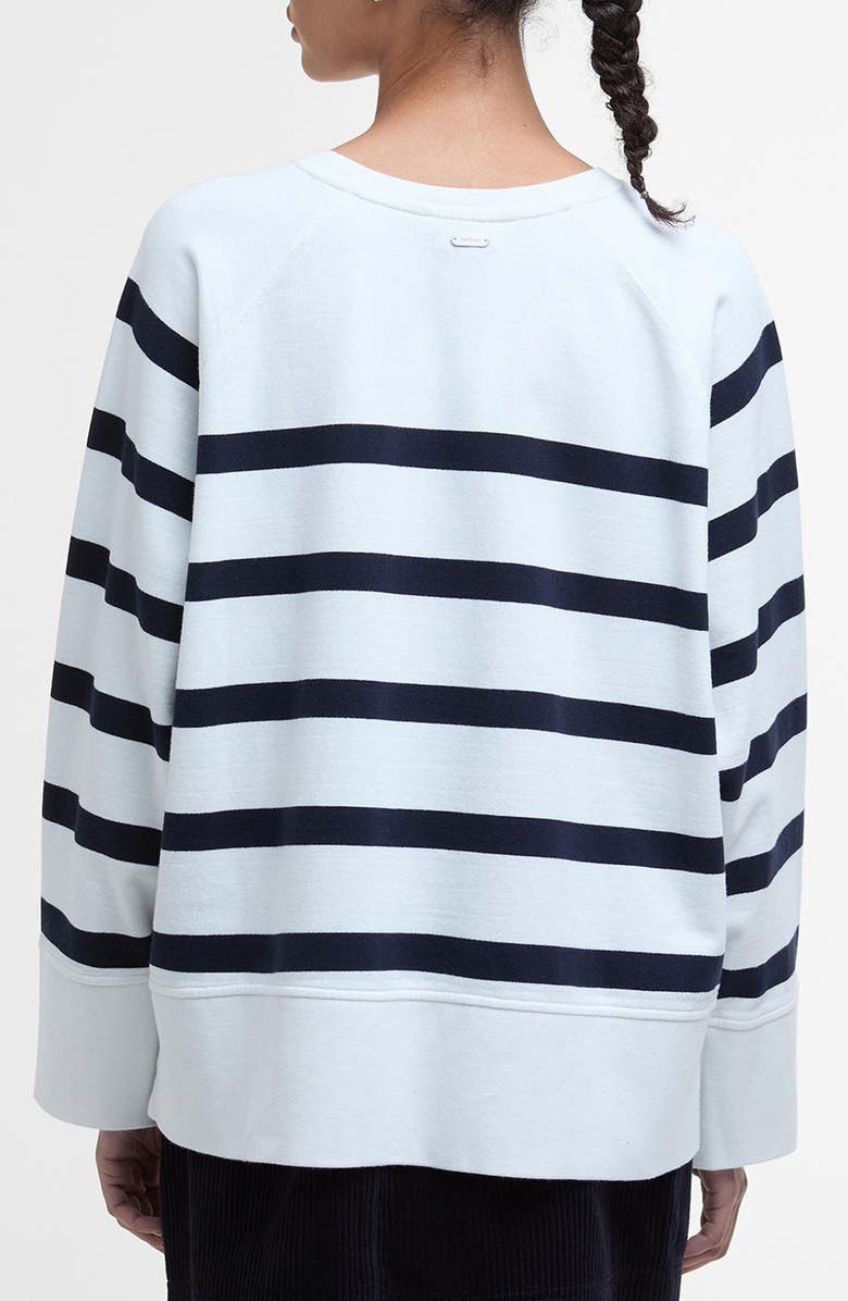 Barbour Delaney Stripe Cotton Fleece Sweatshirt, Alternate, color, Cloud Stripe