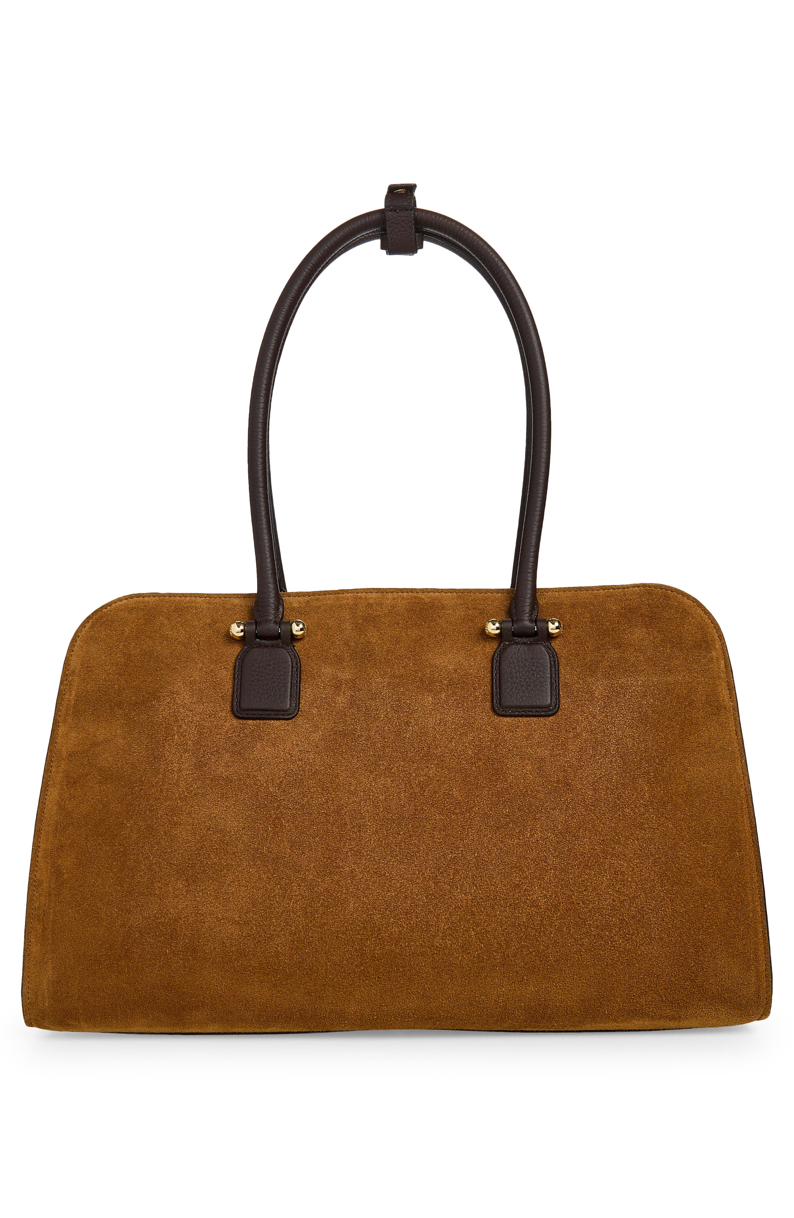 Maxi Georgia Suede Bag, Alternate, color, TOFFEE/ ESPRESSO