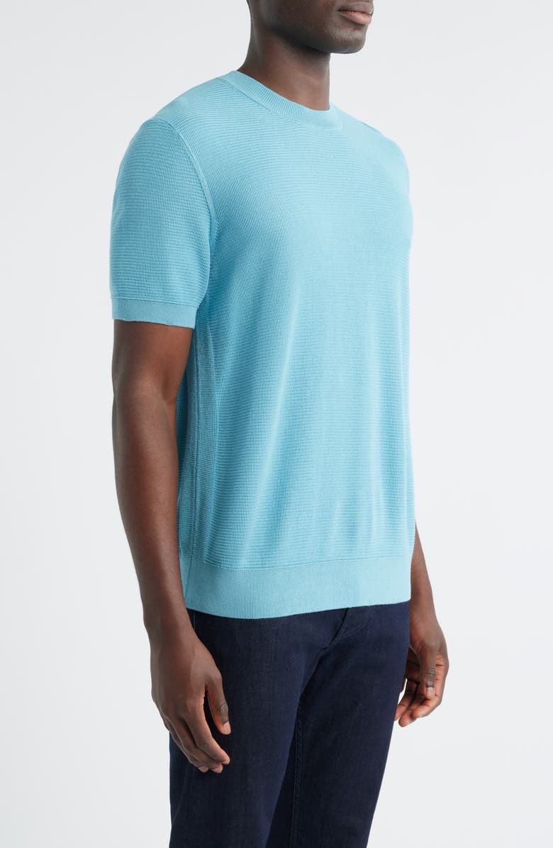 BOSS Ianni Cotton Blend Short Sleeve Sweater, Alternate, color, Light/ Pastel Blue