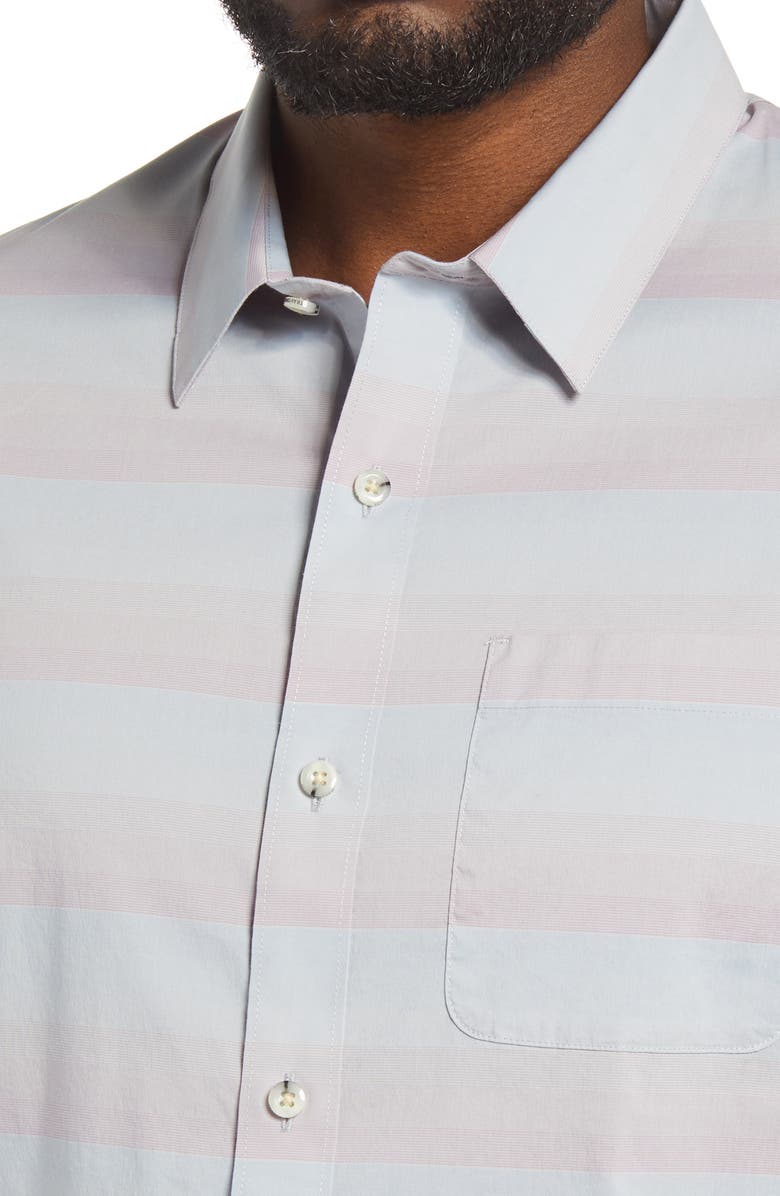 TravisMathew Increments Short Sleeve Button-Down Shirt, Alternate, color, Heather Mi