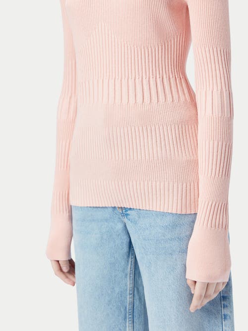 Gobi Mongolian Cashmere Ribbed Cotton Silk Cashmere Blend Sweater In Primrose Pink