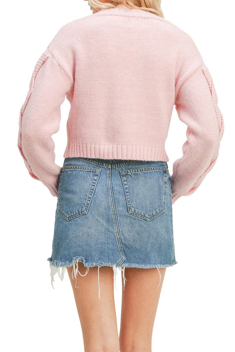 Ruffle Crop Knit Camisole & Cardigan Set, Alternate, color, STRAWBERRY MILK
