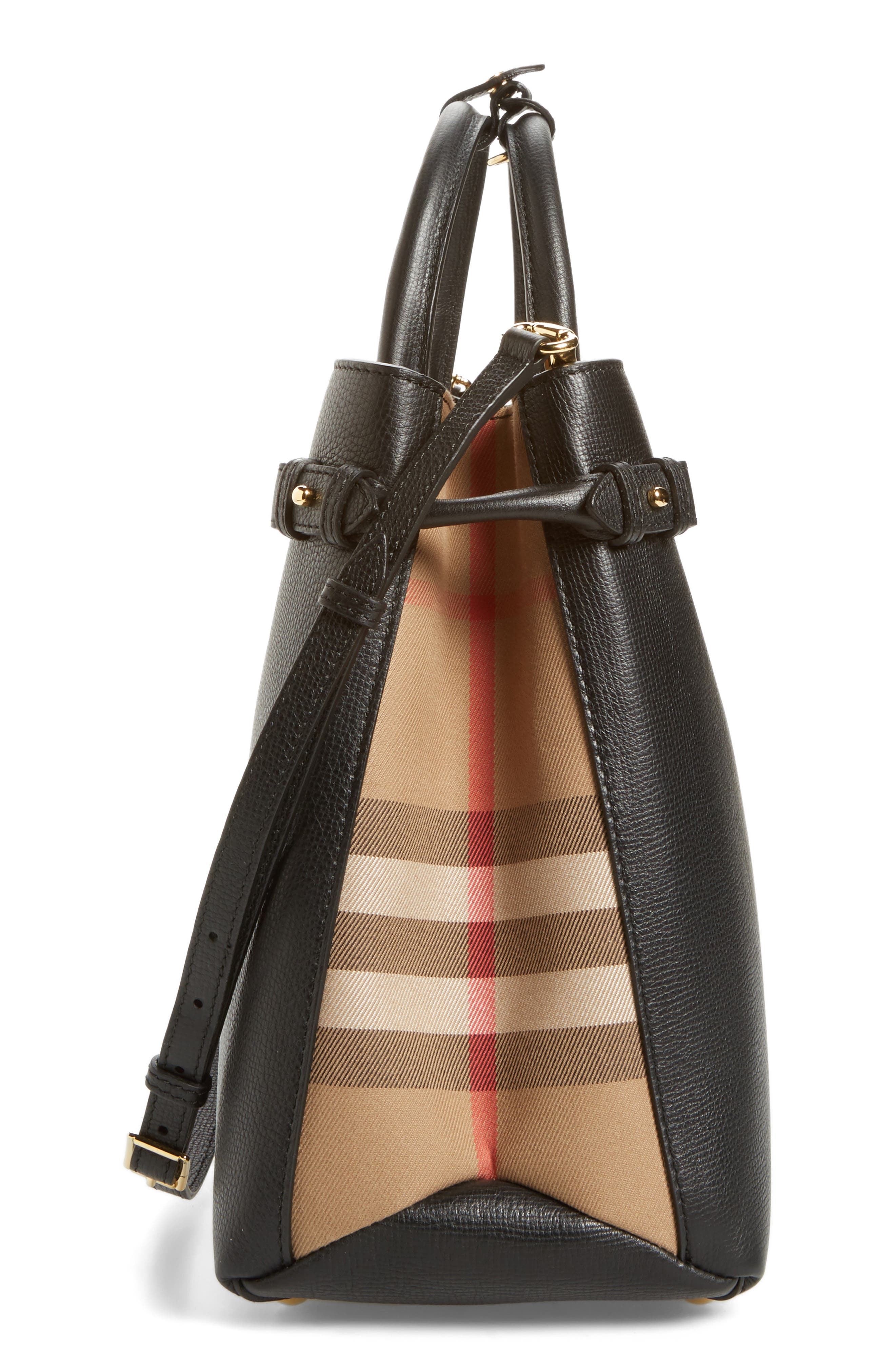 Burberry Large Banner - Derby House Check Calfskin Leather Tote, Alternate, color, 