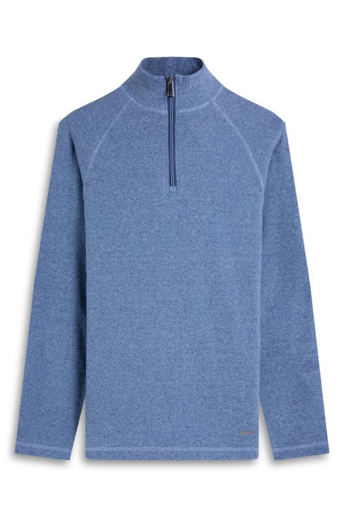Bugatchi Brushed Cotton Blend Quarter Zip Pullover In Blue