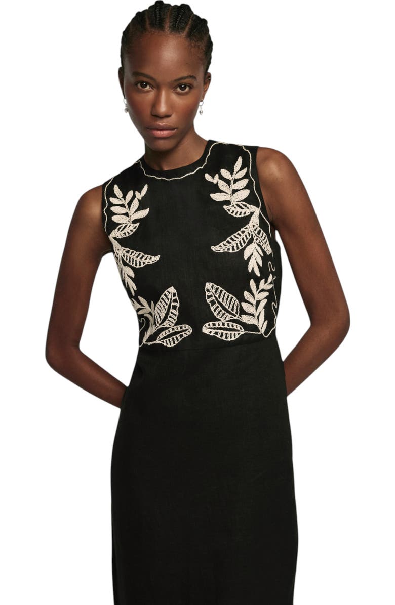 MINT VELVET Embroidered Midi Dress, Main, color, Black