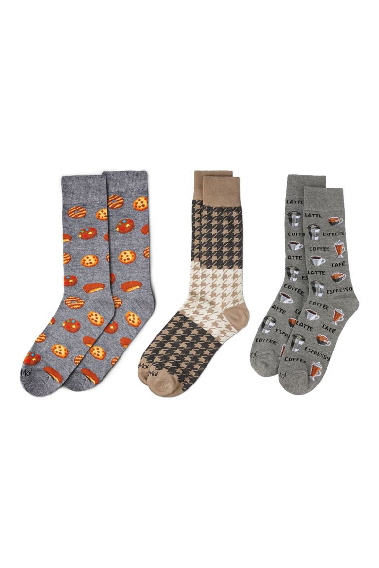 Festivities Assorted 3-Pack Novelty Crew Socks, Alternate, color, GRAY