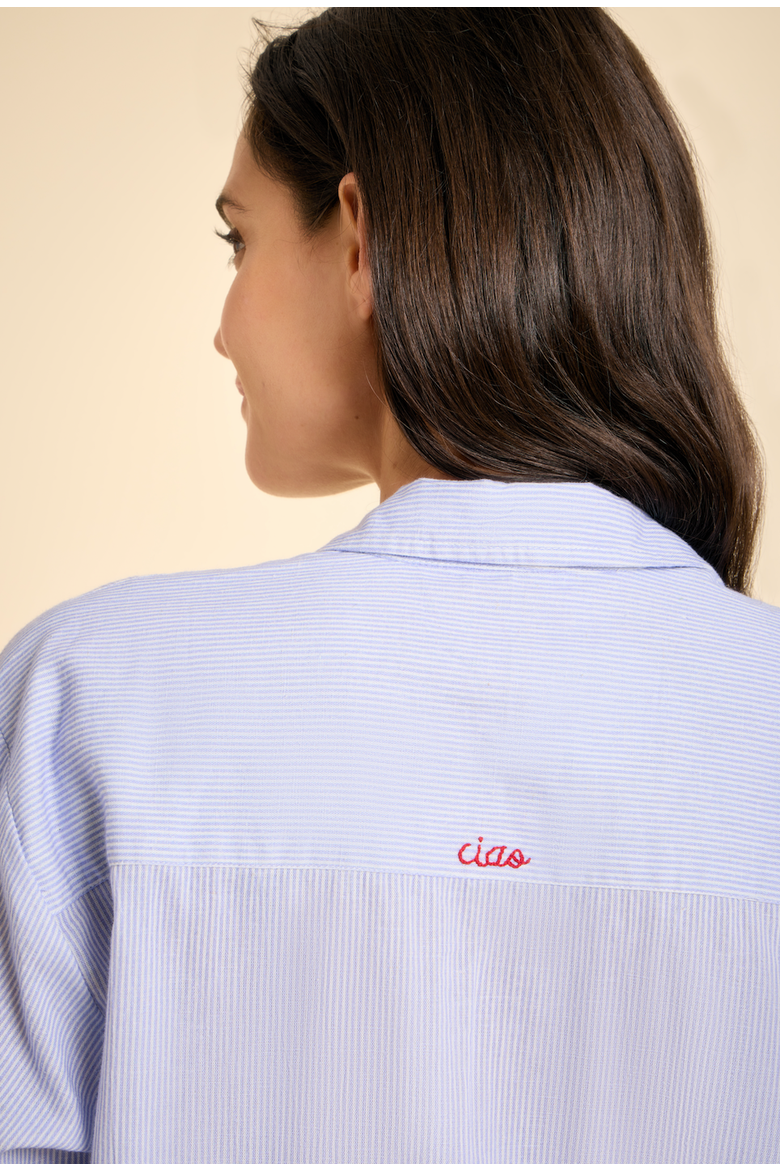 Lido Midi Ciao Shirt Dress, Alternate, color, Light Blue Stripes