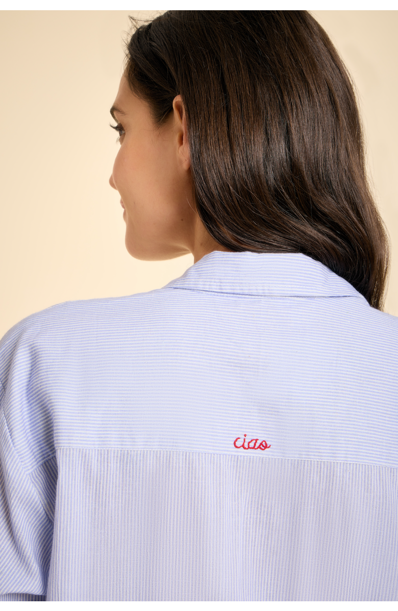 SITANO Lido Midi Ciao Shirt Dress, Alternate, color, Light Blue Stripes