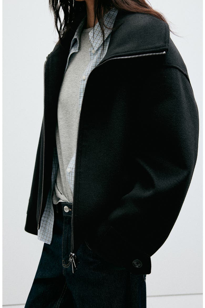 High Neck Zip Jacket, Alternate, color, BLACK