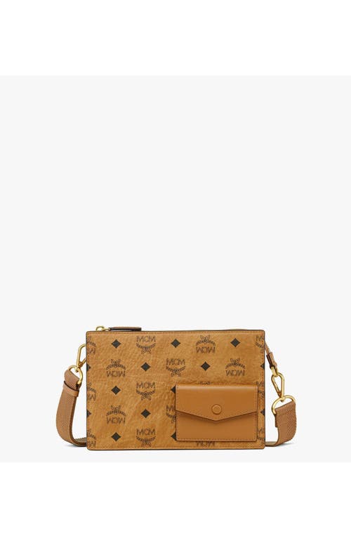 Mcm Aren Standing Crossbody Pouch In Brown