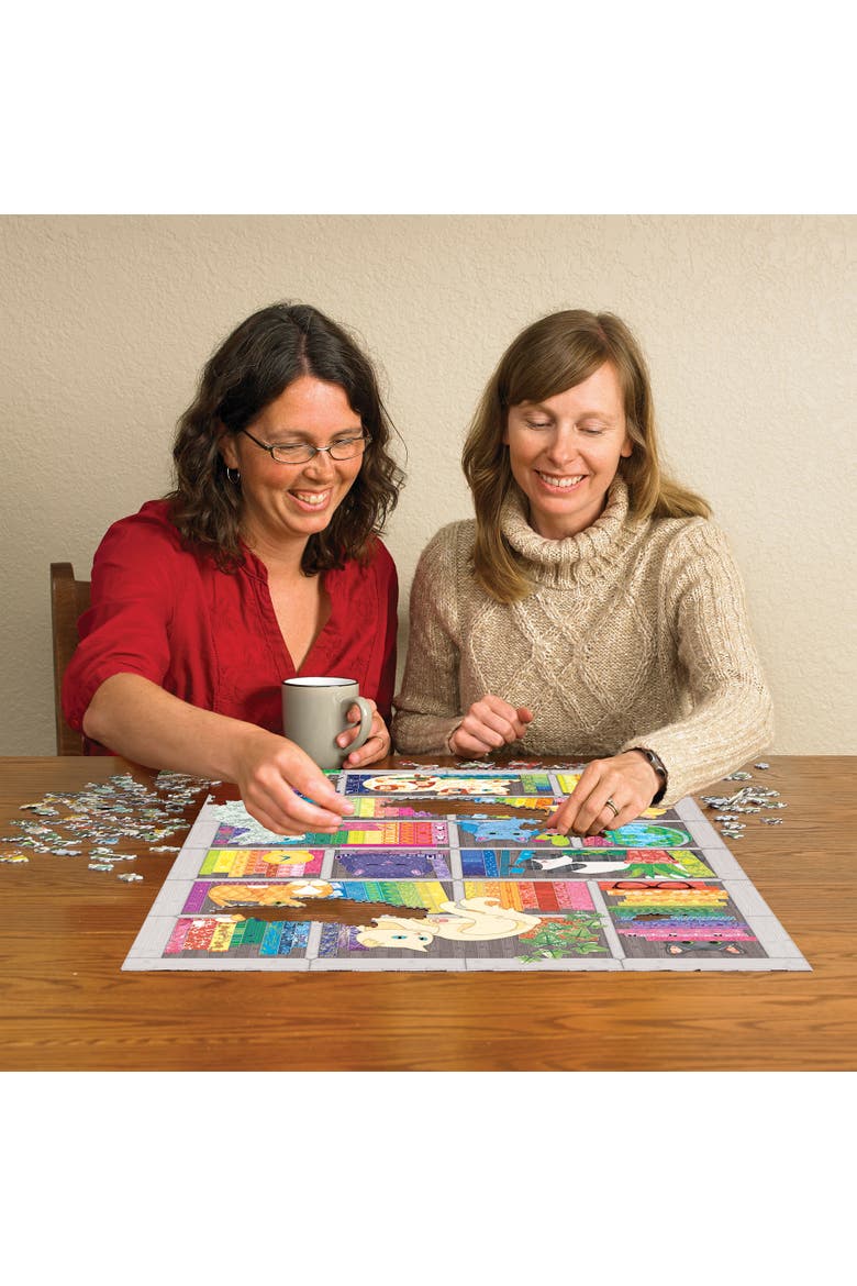 1000 Piece Puzzle Rainbow Cat Quilt Reference Poster Included, Alternate, color, Multicolored