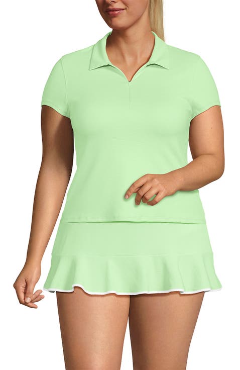 Plus Size Short Sleeve Pique Johnny Collar UPF 50 Rash Guard