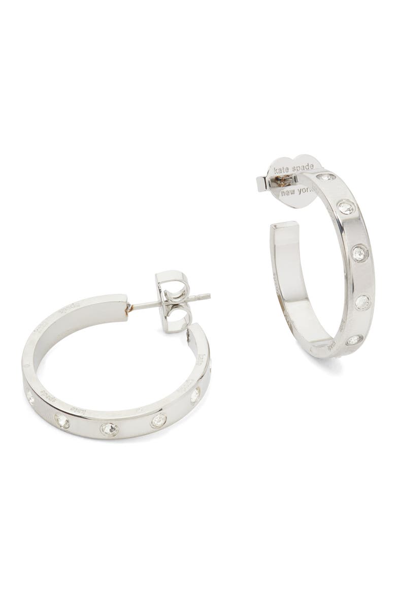 crystal station hoop earrings, Main, color, CLEAR/ SILVER