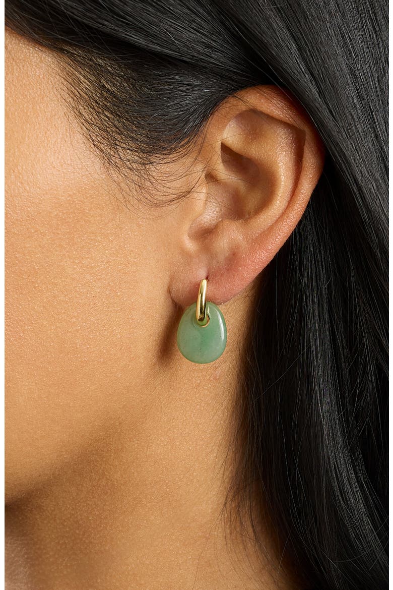 Lapis Teardrop Hoop Earrings, Alternate, color, GOLD