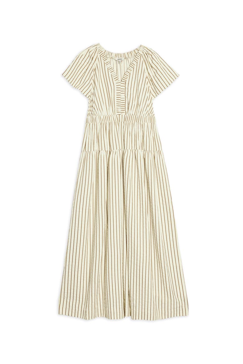 Stripe V-Neck Maxi Dress, Alternate, color, Neutral