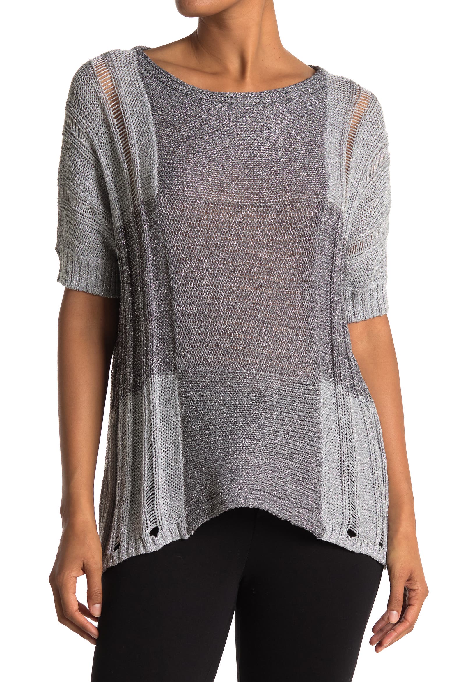 Short Line Model Forgotten Grace Lurex Short Sleeve Sweater (Women) | Nordstromrack