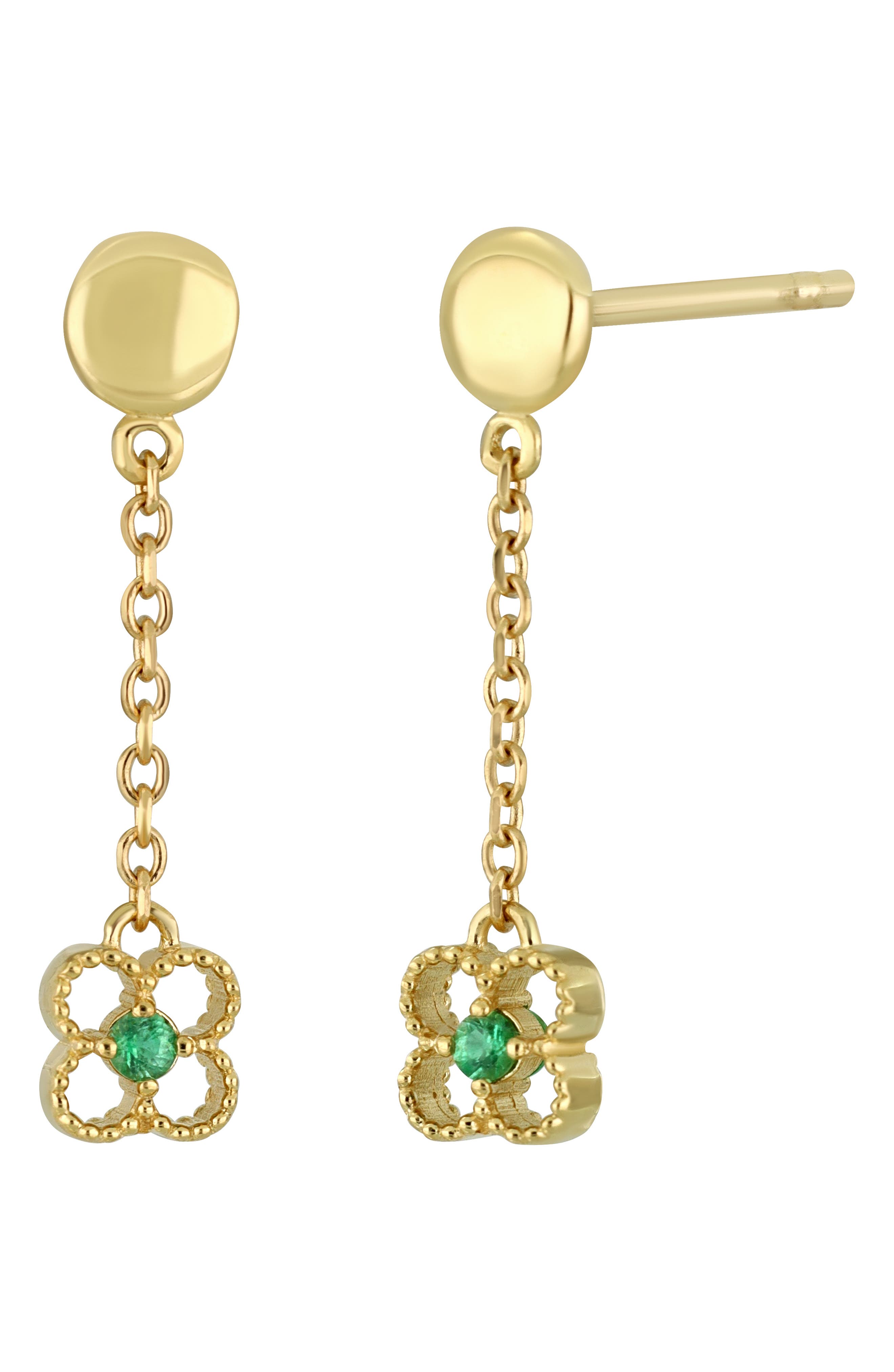 El Mar 18k Gold Emerald Drop Earrings