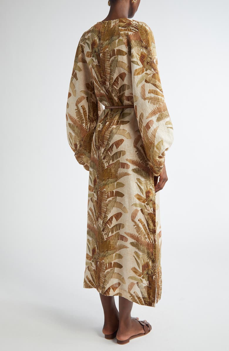Zimmermann Ascension Tropical Print Long Sleeve Linen, Alternate, color, Green Palm