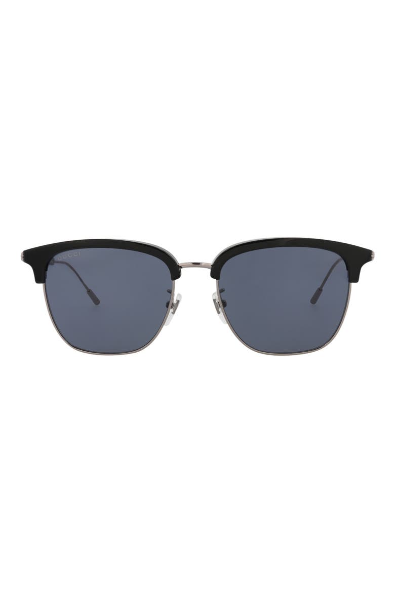56mm Square Sunglasses, Main, color, BLACK RUTHENIUM BLUE