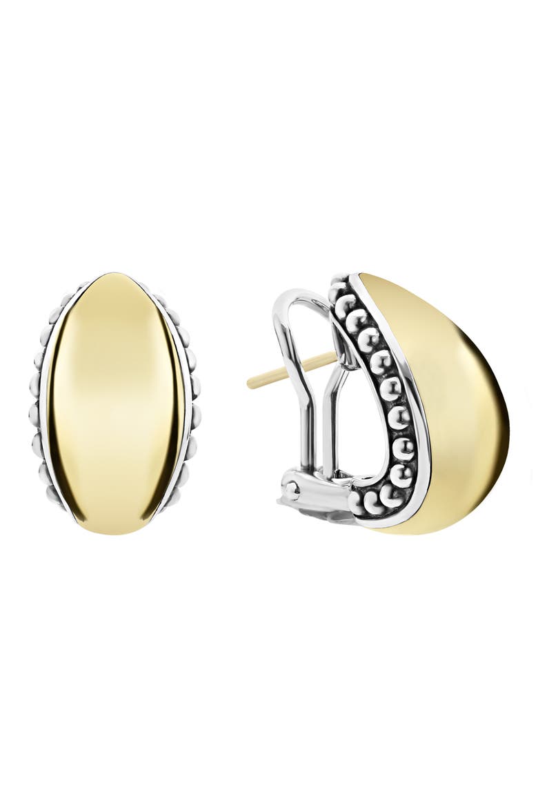Signature Caviar Omega Earrings, Alternate, color, SILVER/ GOLD