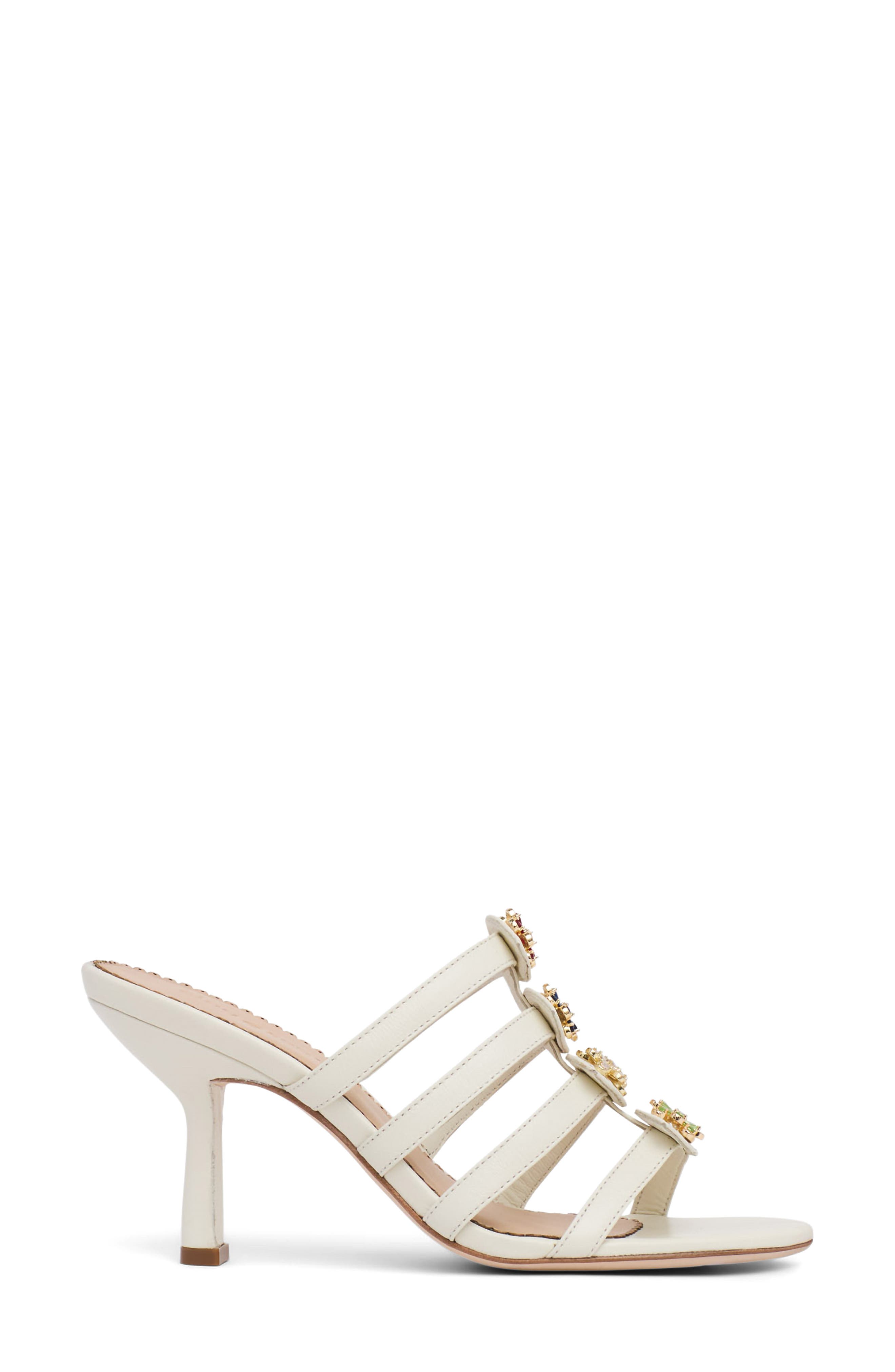 Emmy Crystal Flower Strappy Sandal, Alternate, color, IVORY