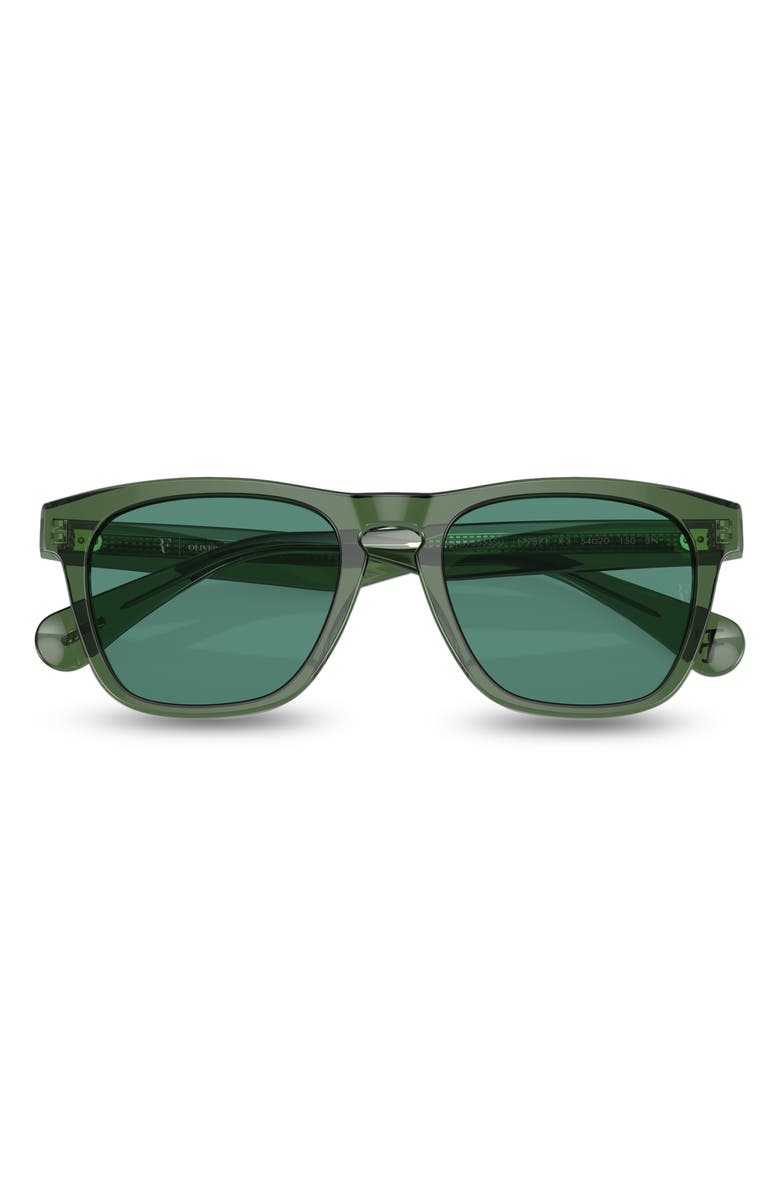 Oliver Peoples x Roger Federer 54mm Pillow Sunglasses, Main, color, Dark Green