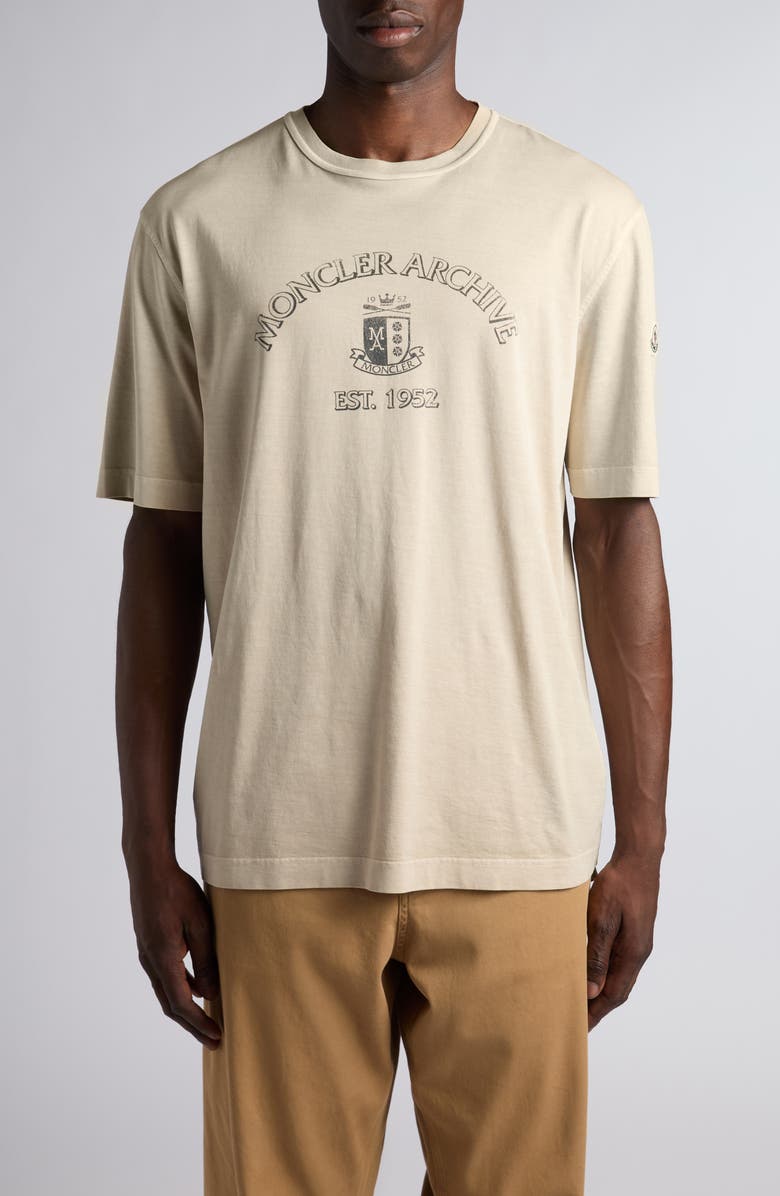 Moncler Logo Graphic T-Shirt, Main, color, Soft Beige