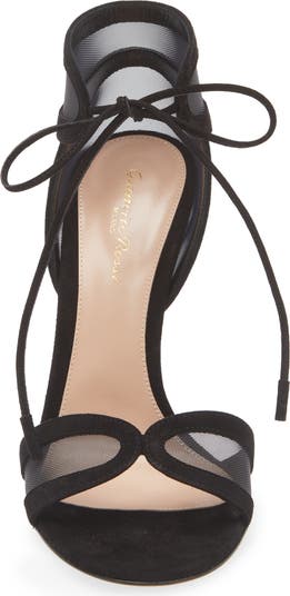 サンダル・ミュール GIANVITO ROSSI FALENE SANDALS IN SUEDE AND MESH GIANVITO ROSSI Falene 105 cutout mesh-trimmed suede sandals