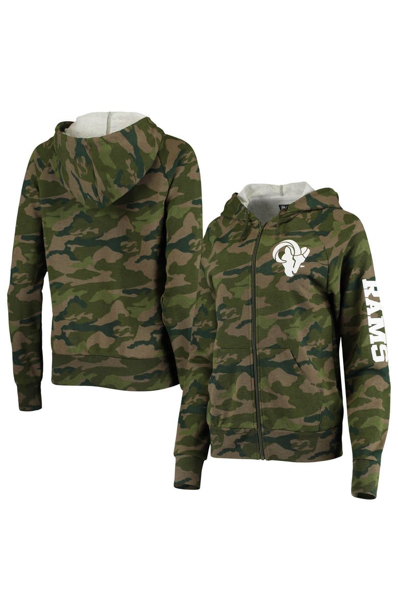 New Era Women's New Era Camo Los Angeles Rams Raglan Full-Zip Hoodie, Main, color, Camo