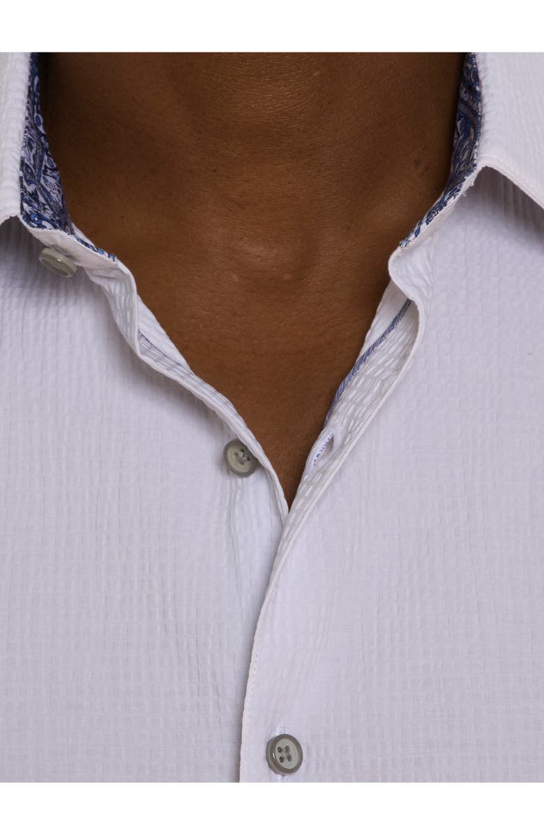 Robert Graham Shark Bite Short Sleeve Stretch Cotton Seersucker Button-Up Shirt, Alternate, color,