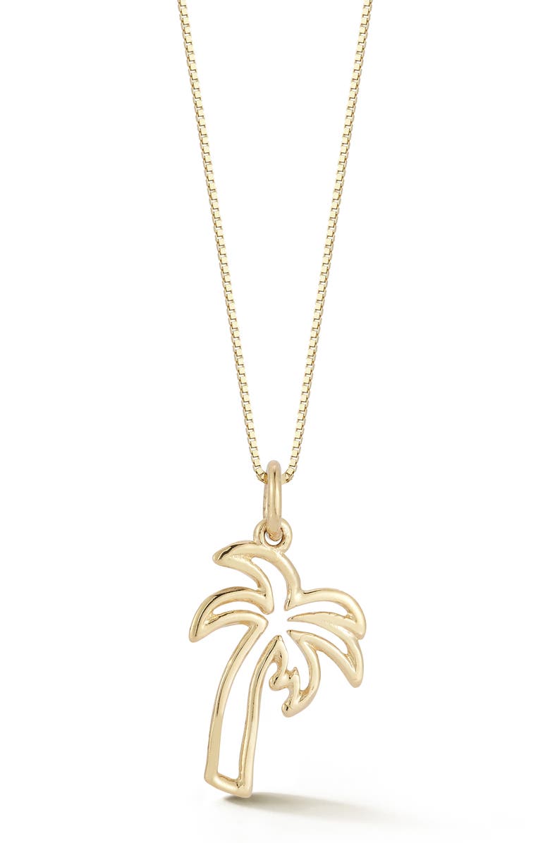 Ember Fine Jewelry 14K Gold Palm Tree Pendant Necklace, Main, color, Gold