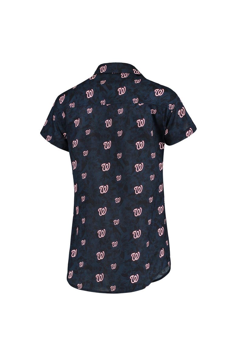 Women's FOCO Navy Washington Nationals Floral Button Up Shirt, Alternate, color, Navy